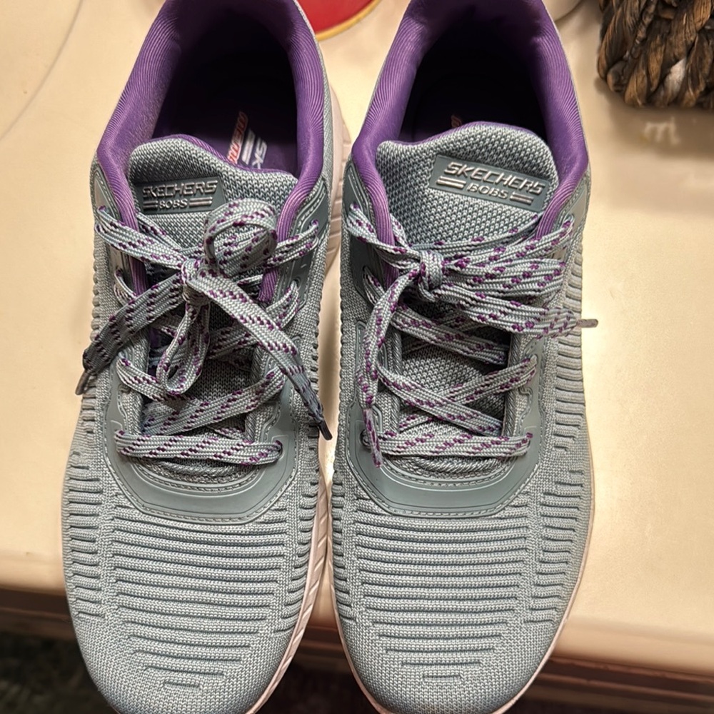 Skechers Gray and Purple Athletic Shoes with Cushioned Sole Bobs